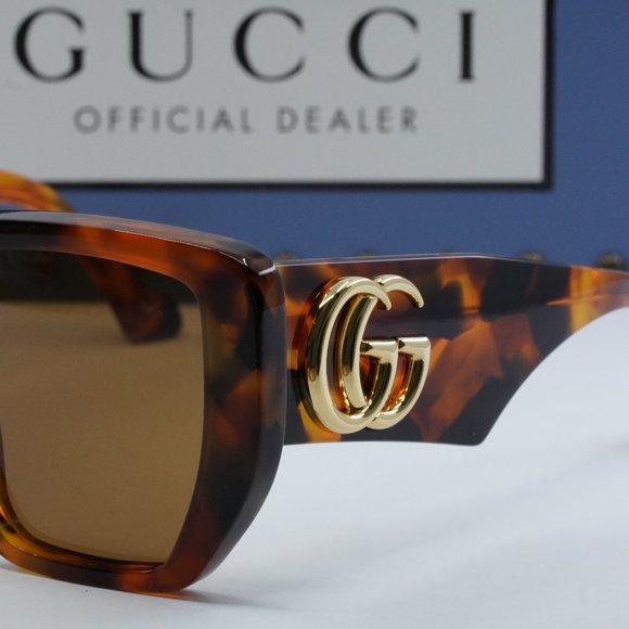 Gucci GG0956S 007 Square Sunglasses - Amber Havana/Brown main image 11
